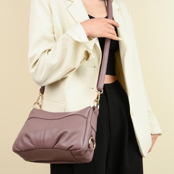 Practical large capacity soft leather shoulder crossbody bag